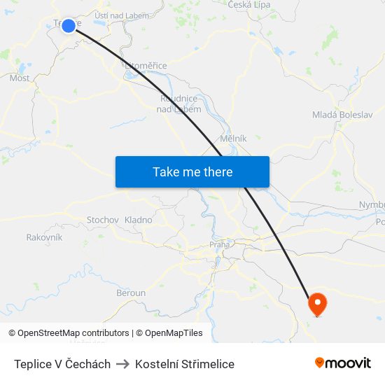 Teplice V Čechách to Kostelní Střimelice map