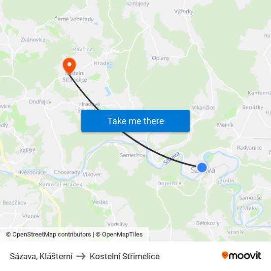 Sázava, Klášterní to Kostelní Střimelice map