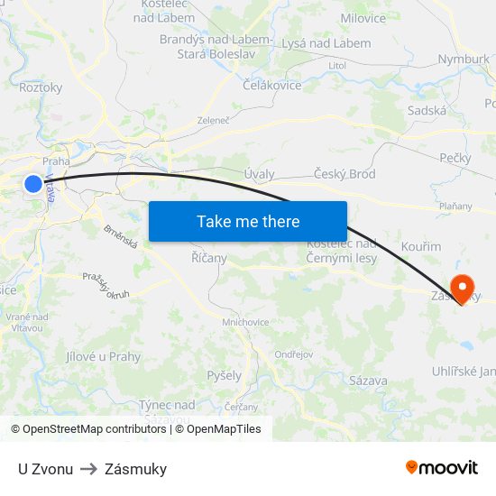 U Zvonu to Zásmuky map