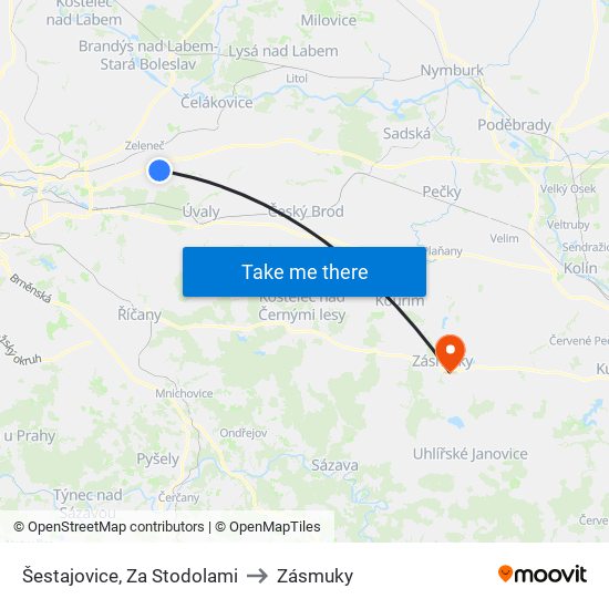 Šestajovice, Za Stodolami to Zásmuky map