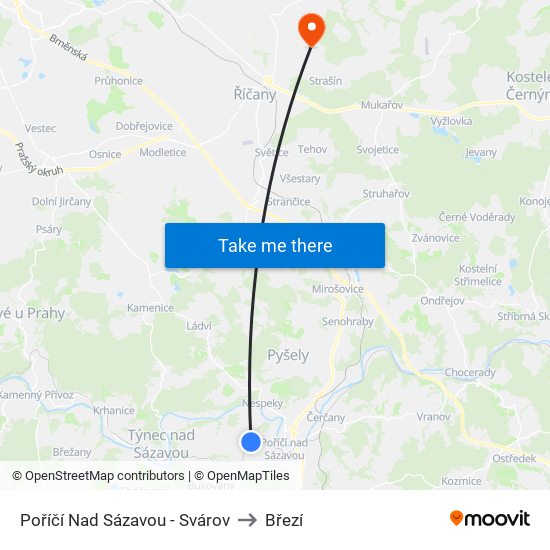 Poříčí Nad Sázavou - Svárov to Březí map