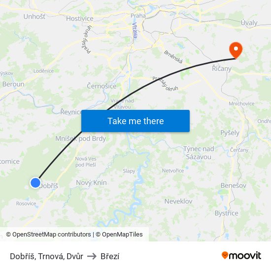 Dobříš, Trnová, Dvůr to Březí map