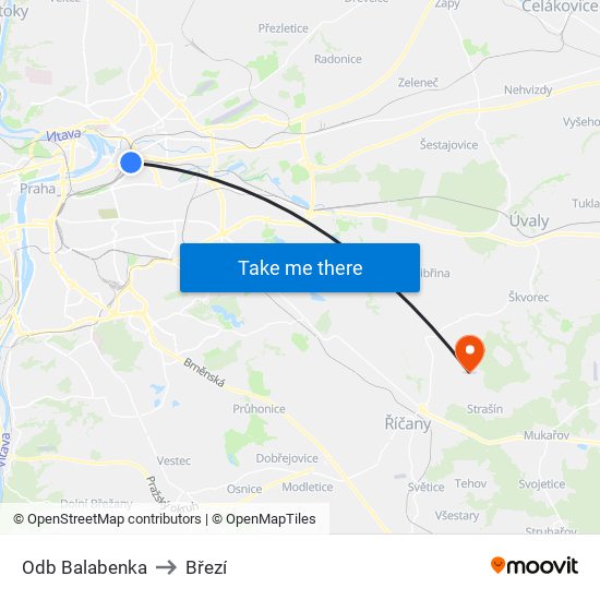 Odb Balabenka to Březí map