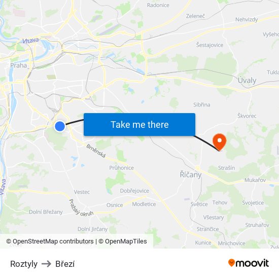 Roztyly to Březí map