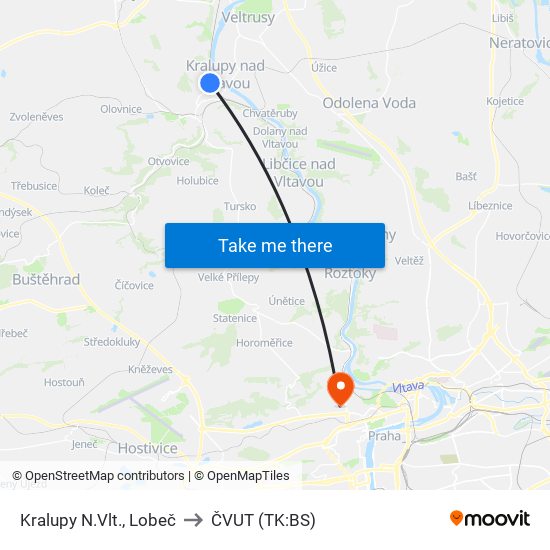 Kralupy N.Vlt., Lobeč to ČVUT (TK:BS) map