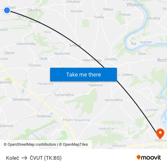 Koleč to ČVUT (TK:BS) map