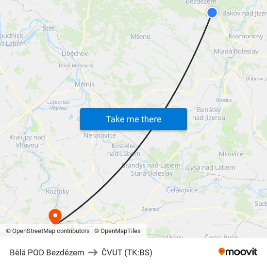 Bělá POD Bezdězem to ČVUT (TK:BS) map