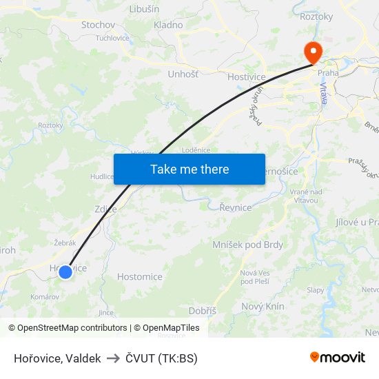 Hořovice, Valdek to ČVUT (TK:BS) map