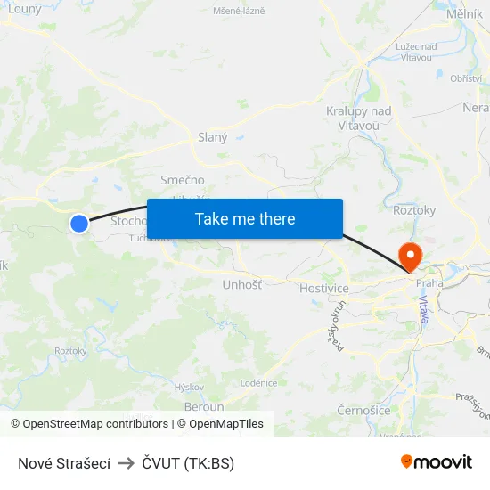 Nové Strašecí to ČVUT (TK:BS) map