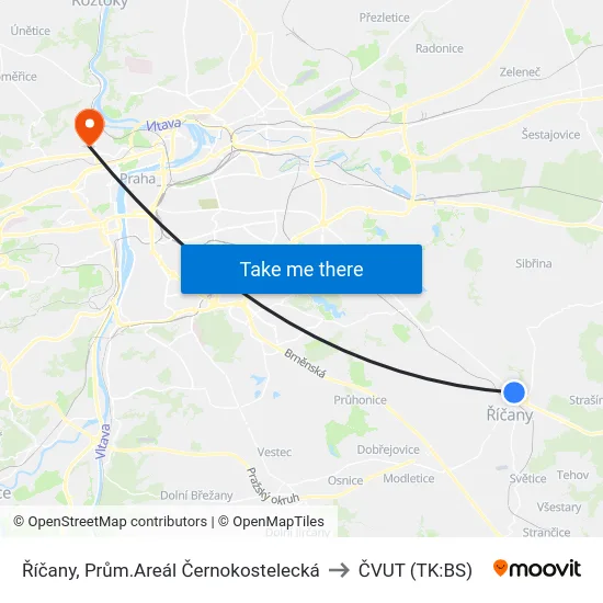 Říčany, Prům.Areál Černokostelecká to ČVUT (TK:BS) map