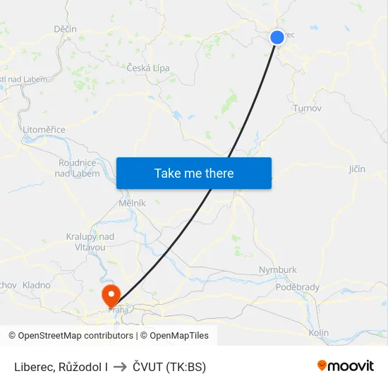 Liberec, Růžodol I to ČVUT (TK:BS) map