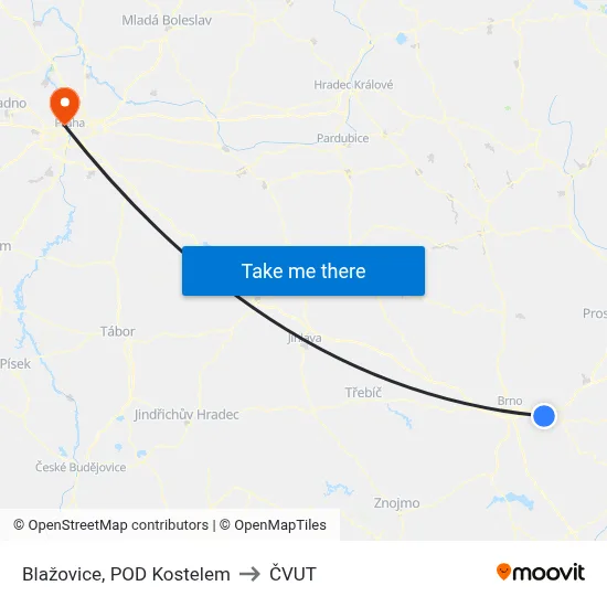 Blažovice, POD Kostelem to ČVUT map