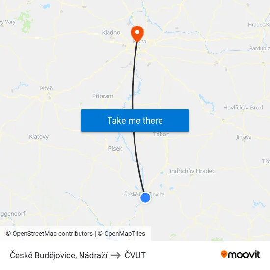 České Budějovice, Nádraží to ČVUT map