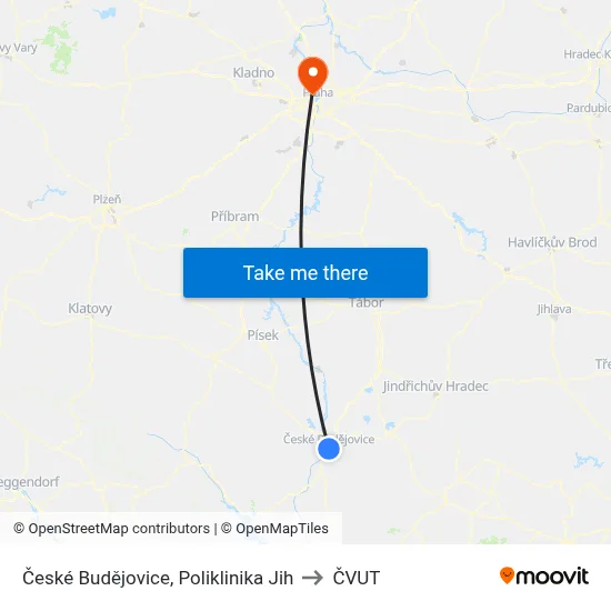 České Budějovice, Poliklinika Jih to ČVUT map