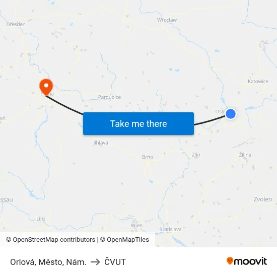 Orlová, Město, Nám. to ČVUT map