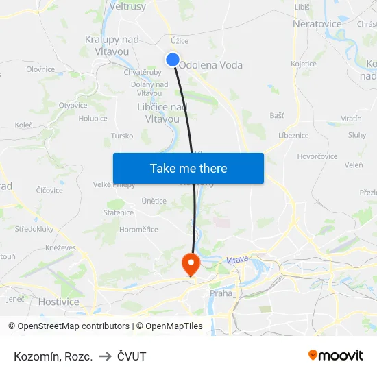 Kozomín, Rozc. to ČVUT map