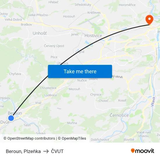 Beroun, Plzeňka to ČVUT map