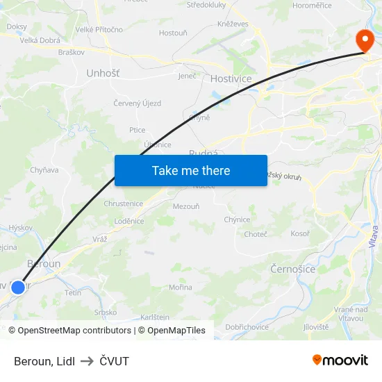 Beroun, Lidl to ČVUT map