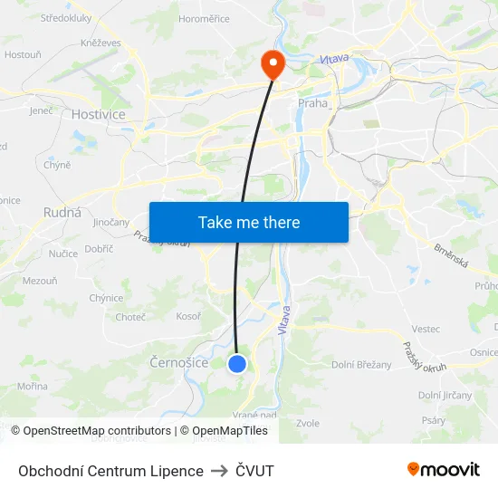 Obchodní Centrum Lipence to ČVUT map