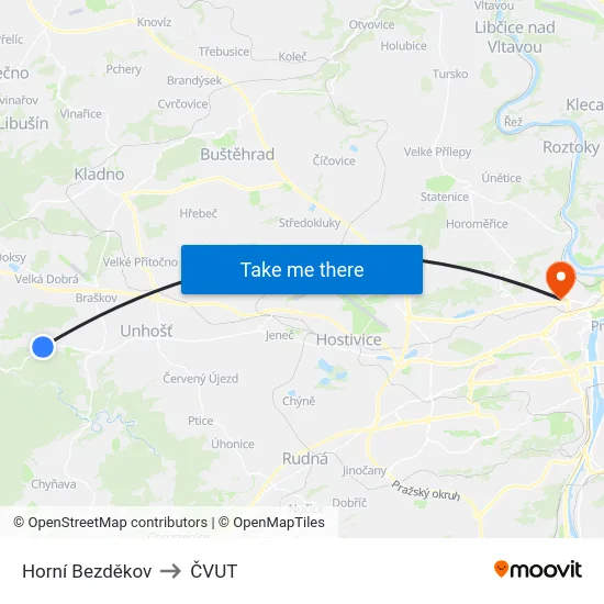 Horní Bezděkov to ČVUT map