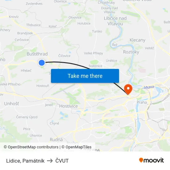 Lidice, Památník to ČVUT map