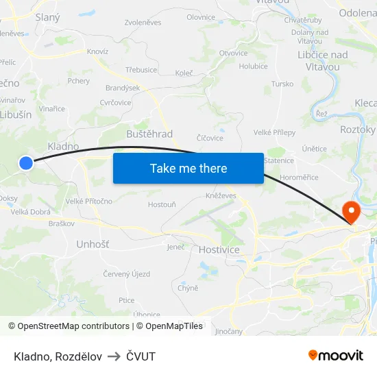 Kladno, Rozdělov to ČVUT map