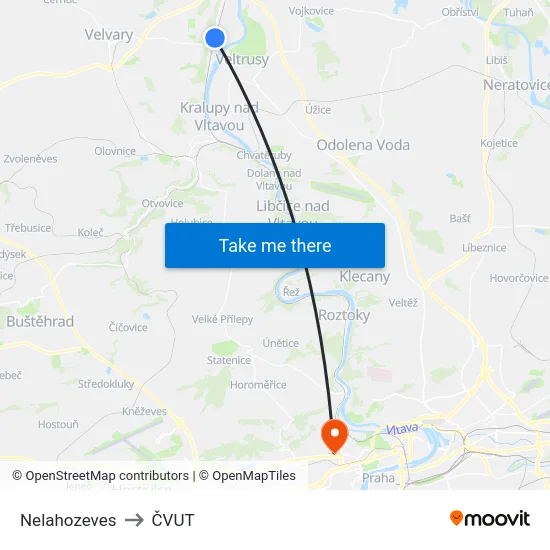 Nelahozeves to ČVUT map