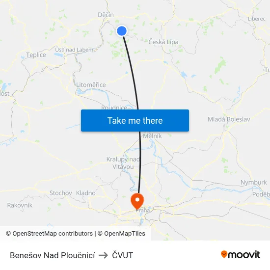 Benešov Nad Ploučnicí to ČVUT map