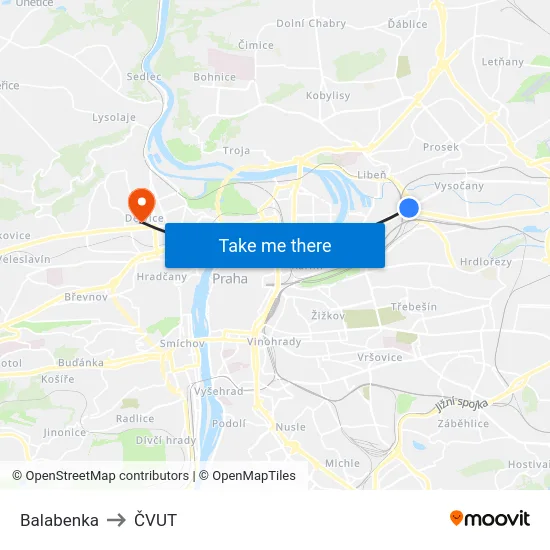 Balabenka to ČVUT map