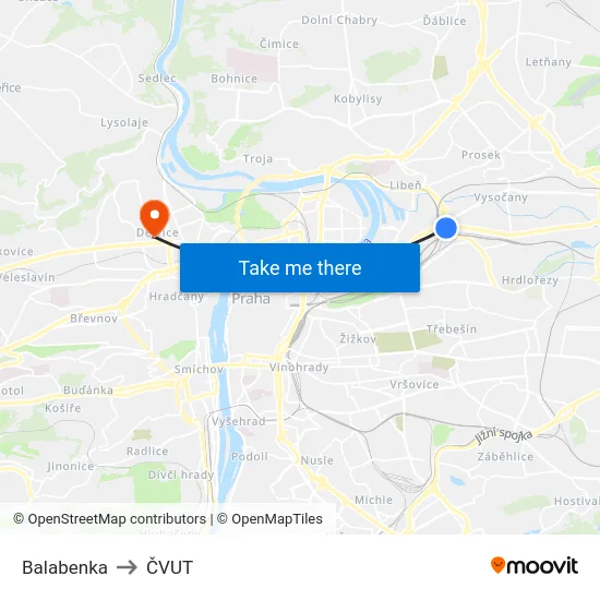 Balabenka to ČVUT map