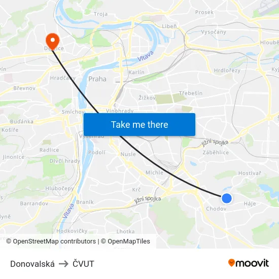Donovalská to ČVUT map