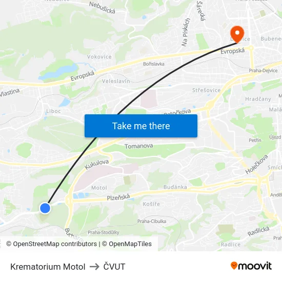 Krematorium Motol to ČVUT map