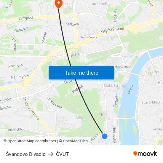 Švandovo Divadlo to ČVUT map