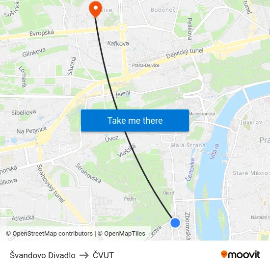 Švandovo Divadlo to ČVUT map