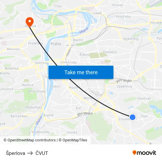 Šperlova to ČVUT map