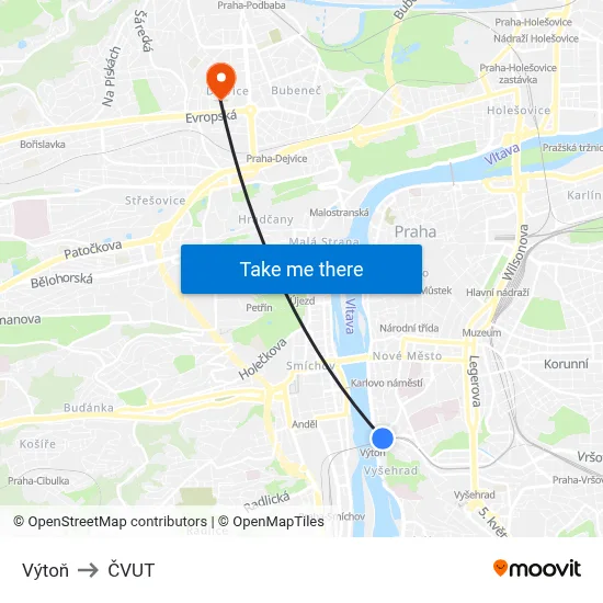 Výtoň to ČVUT map