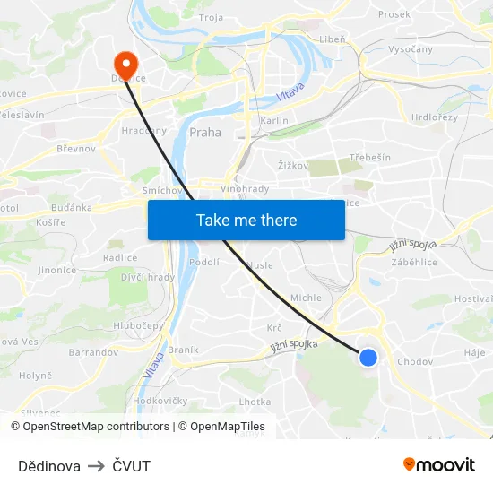 Dědinova to ČVUT map