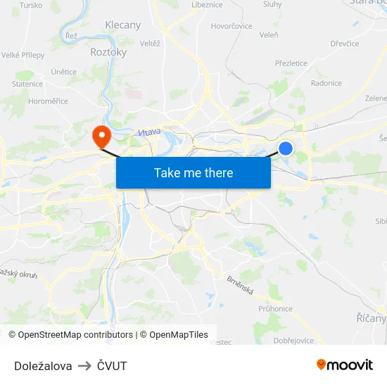 Doležalova to ČVUT map