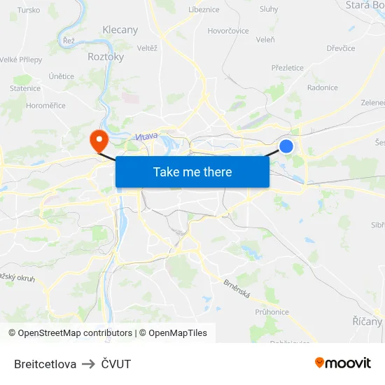 Breitcetlova to ČVUT map