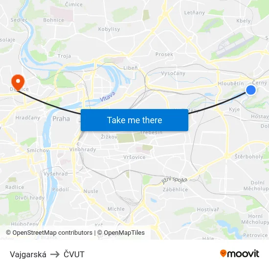 Vajgarská to ČVUT map