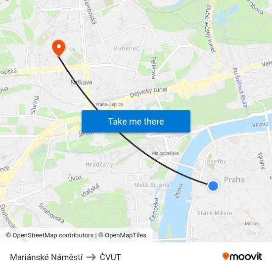 Mariánské Náměstí to ČVUT map