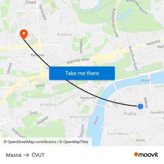 Masná to ČVUT map