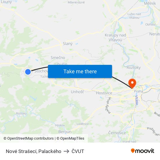 Nové Strašecí, Palackého to ČVUT map