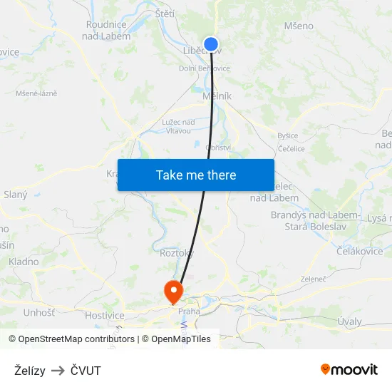 Želízy to ČVUT map