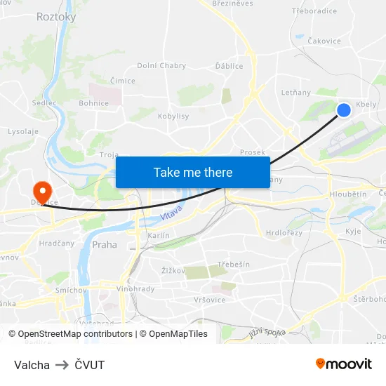 Valcha to ČVUT map