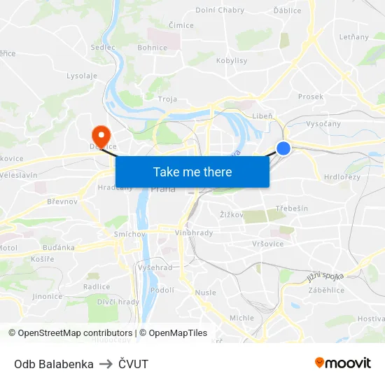 Odb Balabenka to ČVUT map