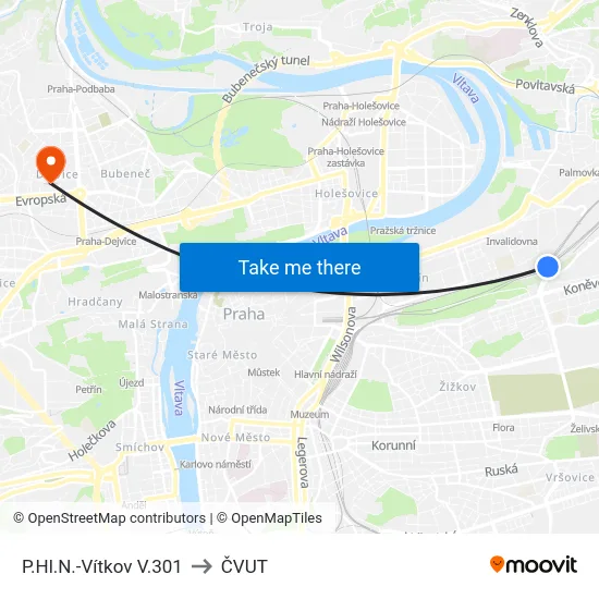 P.Hl.N.-Vítkov V.301 to ČVUT map