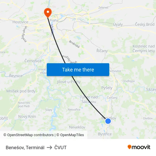 Benešov, Terminál to ČVUT map