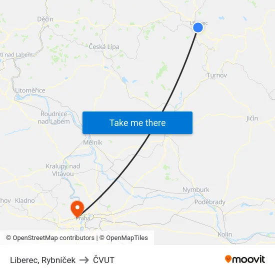 Liberec, Rybníček to ČVUT map