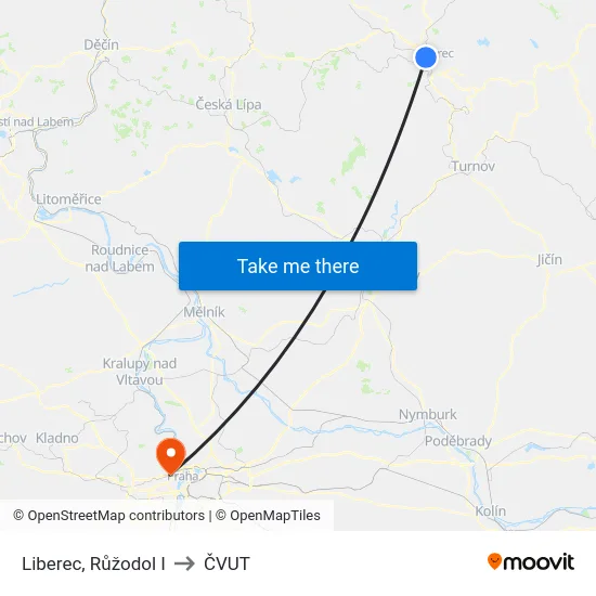 Liberec, Růžodol I to ČVUT map